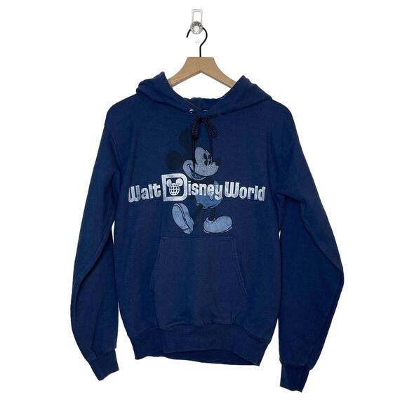 Disney World  Hoodie Women's Size Small Blue Mickey Mouse Pullover Hoodie - Picture 1 of 7